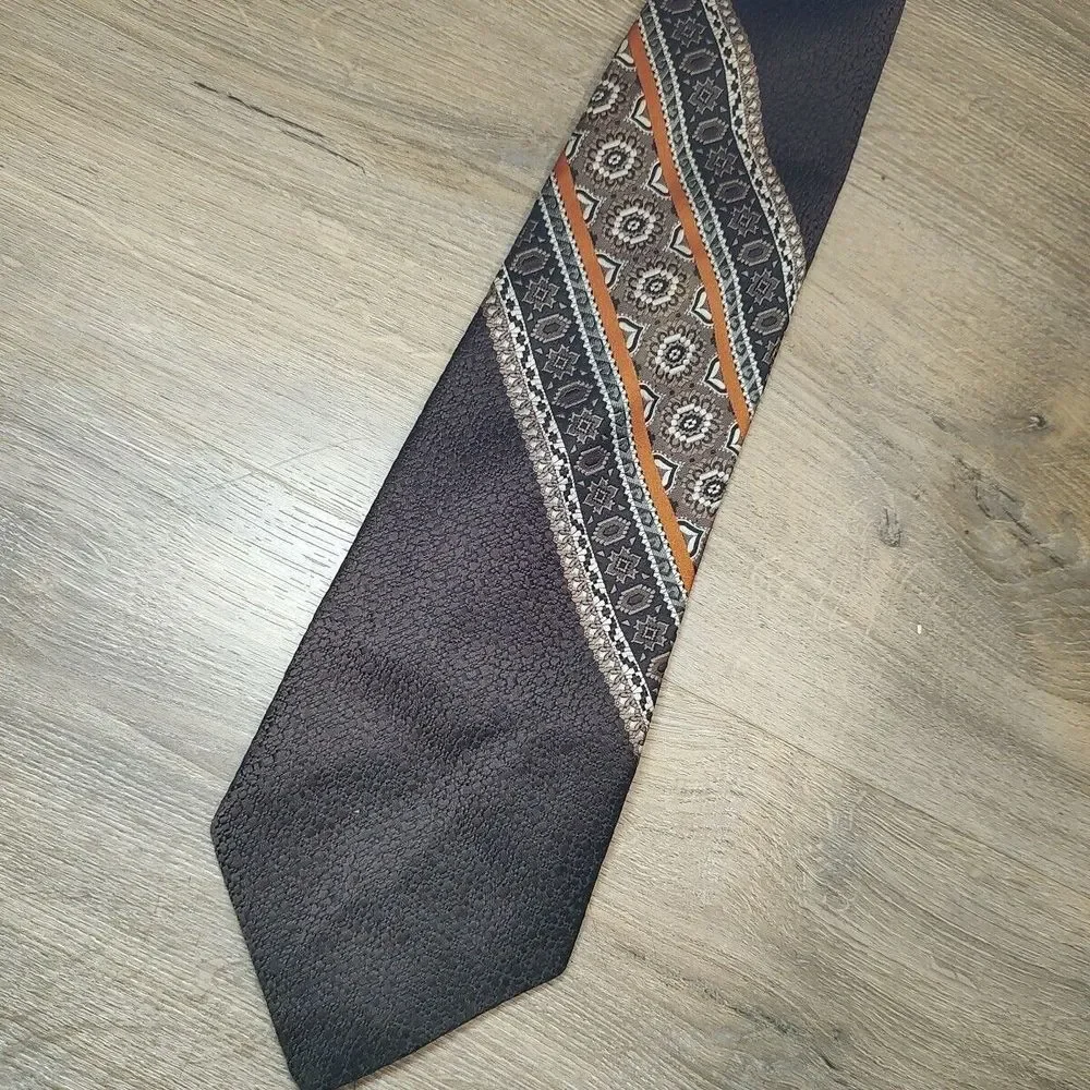 Sid Robbins VINTAGE MENS TIE BROWN GOLD‎ 57